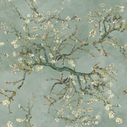 KWITNĄCY MIGDAŁOWIEC Tkanina na zasłony VELVET, szer. 150cm, kolor 012 szałwiowy D00301/VEL/012/150000/1