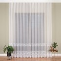 Firanka haftowana ze wzorem pasowym, wys. 280cm, kolor biały 127304/768/001/000280/1