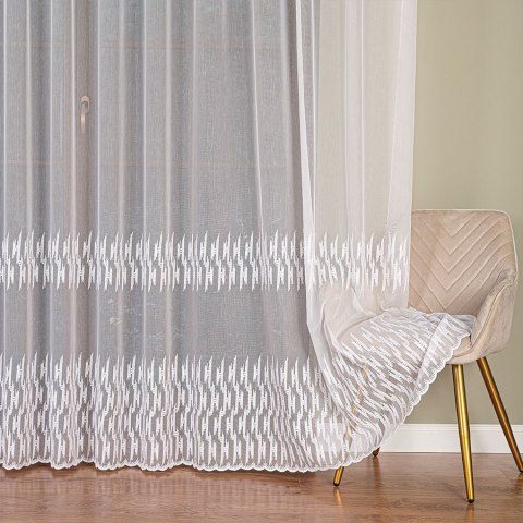 Firanka haftowana ze wzorem pasowym, wys. 280cm, kolor biały 127304/768/001/000280/1 Firanka haftowana ze wzorem pasowym, wys. 280cm, kolor biały 127304/768/001/000280/1
