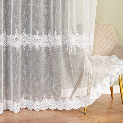 Firanka haftowana ze wzorem pasowym, wys. 300cm, kolor biały 127684/000/001/000300/1 Firanka haftowana ze wzorem pasowym, wys. 300cm, kolor biały 127684/000/001/000300/1