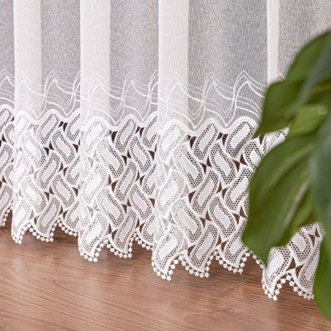 Firanka z aplikacją na markizecie, pasowa, wys. 280cm, kolor biały 081928/433/001/000280/1 Firanka z aplikacją na markizecie, pasowa, wys. 280cm, kolor biały 081928/433/001/000280/1