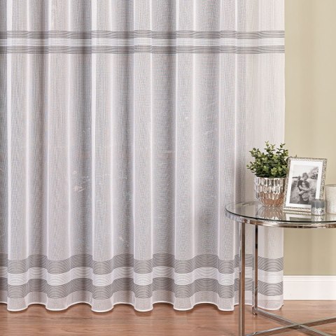 Firanka fantazyjna, pasowa z ołowianką, wys. 250 cm, kolor biały ze srebrnym zdobieniem 021156/OLO/001/000250/ Firanka fantazyjna, pasowa z ołowianką, wys. 250 cm, kolor biały ze srebrnym zdobieniem 021156/OLO/001/000250/