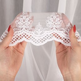 Firanka haftowana ze wzorem na samym dole, wys. 160cm, kolor biały 123512/768/001/000160/1