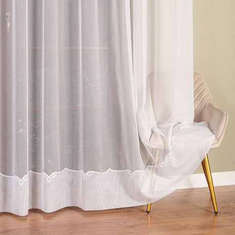 Firanka haftowana ze wzorem na samym dole, wys. 300cm, kolor biały z białym haftem 009505/768/001/000300/1 Firanka haftowana ze wzorem na samym dole, wys. 300cm, kolor biały z białym haftem 009505/768/001/000300/1