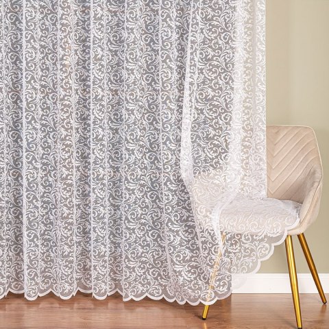 Firanka żakardowa ze wzorem po całości, wys. 250cm, kolor biały 022701/000/001/000250/1