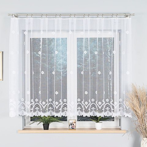 Firanka żakardowa ze wzorem pasowym, wys. 140cm, kolor biały 004421/000/001/000140/1 Firanka żakardowa ze wzorem pasowym, wys. 140cm, kolor biały 004421/000/001/000140/1