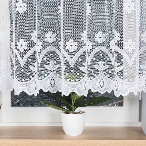 Firanka żakardowa ze wzorem pasowym, wys. 140cm, kolor biały 004421/000/001/000140/1 Firanka żakardowa ze wzorem pasowym, wys. 140cm, kolor biały 004421/000/001/000140/1