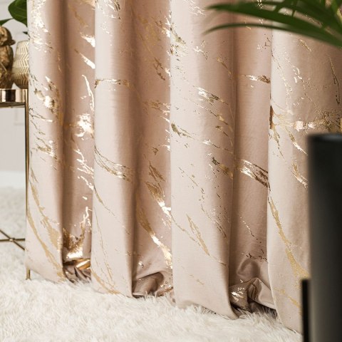 MARMA Zasłona gotowa na taśmie, 250x140cm, kolor 003 jasny beżowy ze złotym nadrukiem na VELVI TD0033/ZGT MARMA Zasłona gotowa na taśmie, 250x140cm, kolor 003 jasny beżowy ze złotym nadrukiem na VELVI TD0033/ZGT