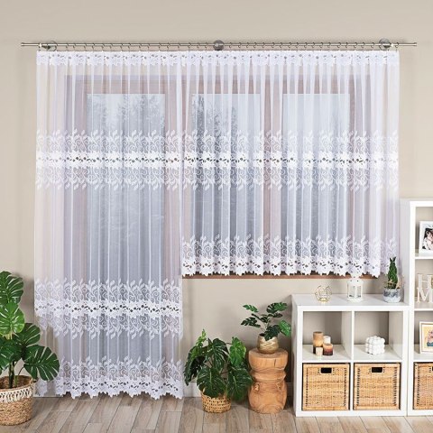 BASTIA Firanka żakardowa gotowa , 160x400cm, kolor biały 648107/FBP/001/400160/1 BASTIA Firanka żakardowa gotowa , 160x400cm, kolor biały 648107/FBP/001/400160/1
