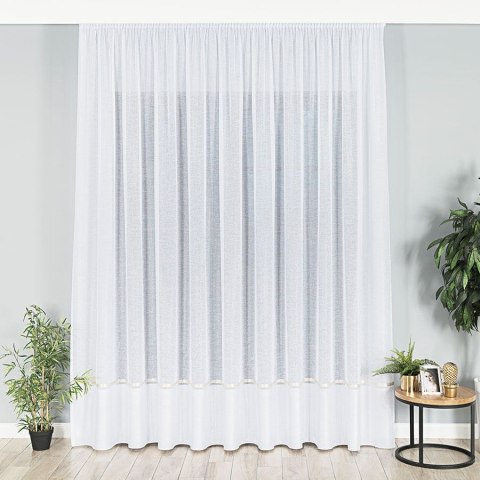 Firanka fantazyjna ze wzorem na samym dole z ołowianką, wys. 250cm, kolor 003 biały ze złotym pasem 000641/000/003/000250/1 Firanka fantazyjna ze wzorem na samym dole z ołowianką, wys. 250cm, kolor 003 biały ze złotym pasem 000641/000/003/000250/1