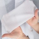 Firanka fantazyjna ze wzorem na samym dole z ołowianką, wys. 250cm, kolor 003 biały ze złotym pasem 000641/000/003/000250/1
