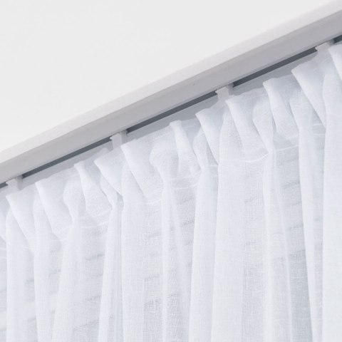 Firanka fantazyjna ze wzorem na samym dole z ołowianką, wys. 330cm, kolor biały ze srebrnym pasem 000641/000/001/000330/ Firanka fantazyjna ze wzorem na samym dole z ołowianką, wys. 330cm, kolor biały ze srebrnym pasem 000641/000/001/000330/