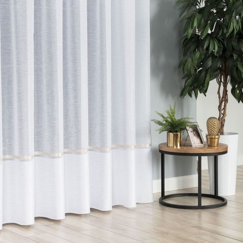 Firanka fantazyjna ze wzorem na samym dole z ołowianką, wys. 330cm, kolor 003 biały ze złotym pasem 000641/000/003/000330/1 Firanka fantazyjna ze wzorem na samym dole z ołowianką, wys. 330cm, kolor 003 biały ze złotym pasem 000641/000/003/000330/1