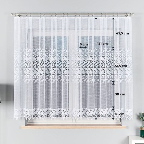 Firanka żakardowa, pasowa, wys. 150cm, kolor biały 004465/000/001/000150/1 Firanka żakardowa, pasowa, wys. 150cm, kolor biały 004465/000/001/000150/1