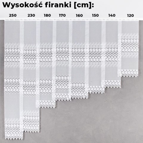 Firanka żakardowa, pasowa, wys. 150cm, kolor biały 004465/000/001/000150/1 Firanka żakardowa, pasowa, wys. 150cm, kolor biały 004465/000/001/000150/1