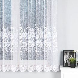 Firanka żakardowa ze wzorem pasowym, wys. 170cm, kolor biały 049312/000/001/000170/1