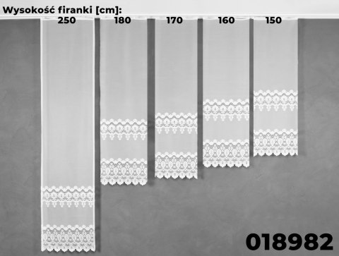 Firanka żakardowa pasowa, wys. 180cm, kolor biały 018982/000/001/000180/1 Firanka żakardowa pasowa, wys. 180cm, kolor biały 018982/000/001/000180/1