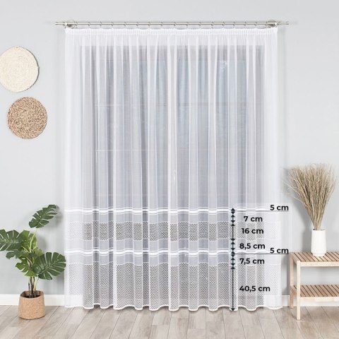 Firanka żakardowa, pasowa, wys. 250cm, kolor biały 018601/000/001/000250/1 Firanka żakardowa, pasowa, wys. 250cm, kolor biały 018601/000/001/000250/1
