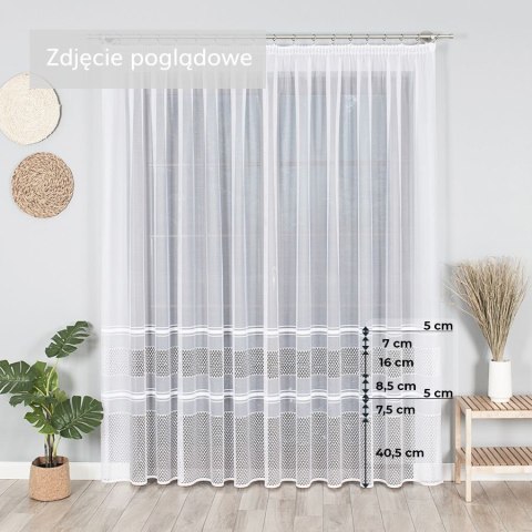 Firanka żakardowa, pasowa, wys. 250cm, kolor biały 018601/000/001/000250/1 Firanka żakardowa, pasowa, wys. 250cm, kolor biały 018601/000/001/000250/1