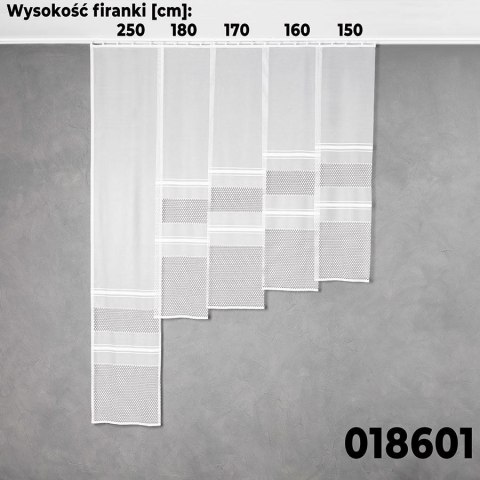 Firanka żakardowa, pasowa, wys. 250cm, kolor biały 018601/000/001/000250/1 Firanka żakardowa, pasowa, wys. 250cm, kolor biały 018601/000/001/000250/1