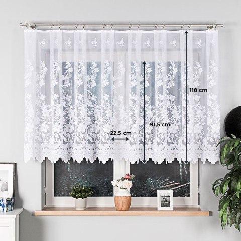 Firanka żakardowa ze wzorem po całości, wys. 120cm, kolor biały 023092/000/001/000120/1