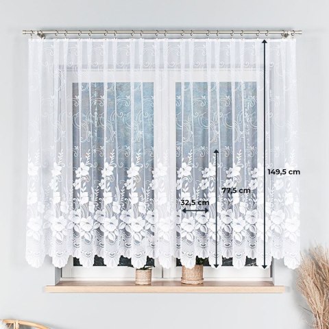 Firanka żakardowa ze wzorem po całości, wys. 150cm, kolor biały 018041/000/001/000150/1 Firanka żakardowa ze wzorem po całości, wys. 150cm, kolor biały 018041/000/001/000150/1
