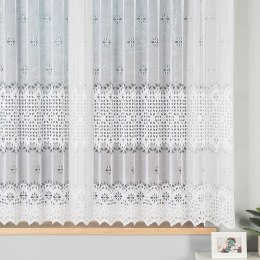 Firanka żakardowa ze wzorem pasowym, wys. 160cm, kolor biały 007923/000/001/000160/1