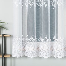 Firanka żakardowa ze wzorem pasowym, wys. 180cm, kolor biały 018227/000/001/000180/1