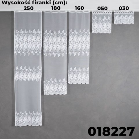 Firanka żakardowa ze wzorem pasowym, wys. 180cm, kolor biały 018227/000/001/000180/1 Firanka żakardowa ze wzorem pasowym, wys. 180cm, kolor biały 018227/000/001/000180/1