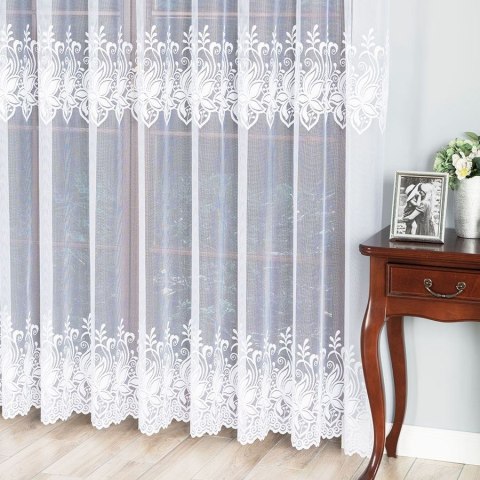 Firanka żakardowa, pasowa, wys. 250cm, kolor biały 018227/000/001/000250/1 Firanka żakardowa, pasowa, wys. 250cm, kolor biały 018227/000/001/000250/1