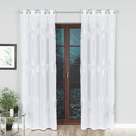 MARIETTA Firana gotowa na przelotkach z ołowianką, 250x140cm, kolor biały ze srebrnym zdobieniem MARIETTA Firana gotowa na przelotkach z ołowianką, 250x140cm, kolor biały ze srebrnym zdobieniem