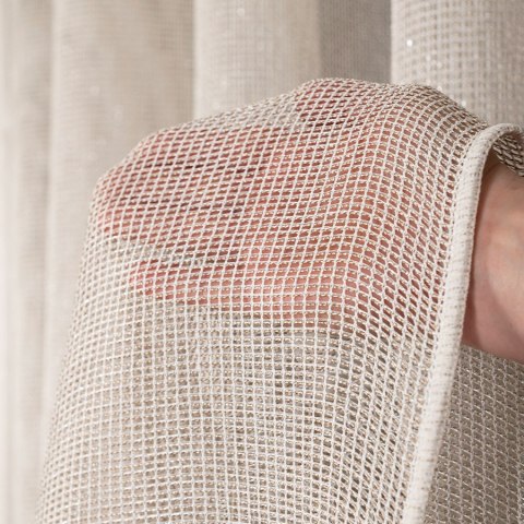 MALIA Firana fantazyjna z ołowianką, wys. 300cm, kolor 005 beżowy 578039/OLO/005/000300/1