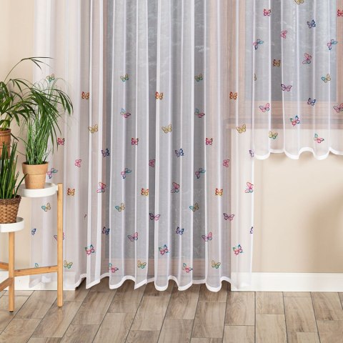 MOTYLKI Firanka żakardowa gotowa na prosto, 230x260cm, kolor biały P00310/FBP/001/260230/1 MOTYLKI Firanka żakardowa gotowa na prosto, 230x260cm, kolor biały P00310/FBP/001/260230/1
