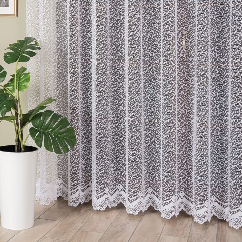 Firanka żakardowa ze wzorem po całości, wys. 220cm, kolor biały 004542/000/001/000220/1