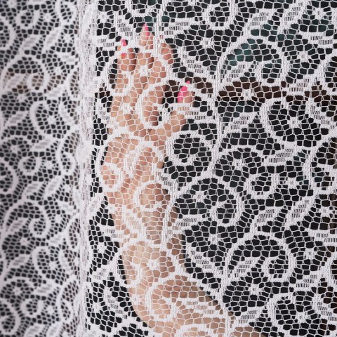 Firanka żakardowa ze wzorem po całości, wys. 220cm, kolor biały 004542/000/001/000220/1