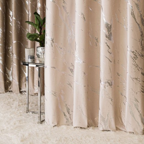MARMA Zasłona gotowa na przelotkach, 250x140cm, kolor 016 kremowy ze srebrnym nadrukiem na VELVI TD0037/Z MARMA Zasłona gotowa na przelotkach, 250x140cm, kolor 016 kremowy ze srebrnym nadrukiem na VELVI TD0037/Z