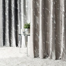MARMA Zasłona gotowa na taśmie, 250x140cm, kolor 017 szarobeżowy ze srebrnym nadrukiem na VELVI TD0037/ZG