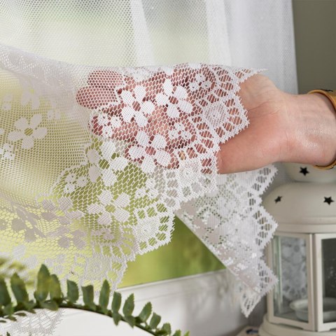 Zazdrostka żakardowa ze wzorem pasowym, wys. 100cm, kolor biały 356420/000/001/000100/1