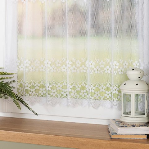 Zazdrostka żakardowa ze wzorem pasowym, wys. 120cm, kolor biały 356420/000/001/000120/1