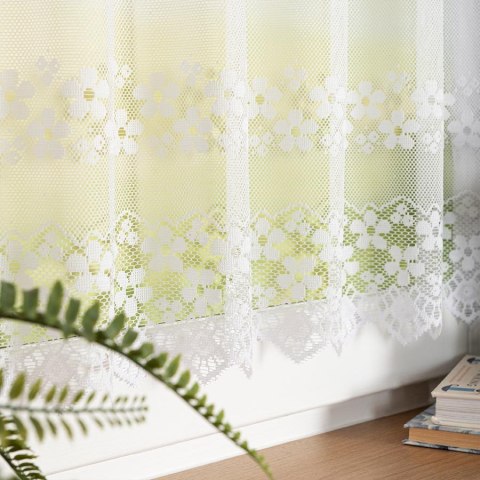 Zazdrostka żakardowa ze wzorem pasowym, wys. 120cm, kolor biały 356420/000/001/000120/1