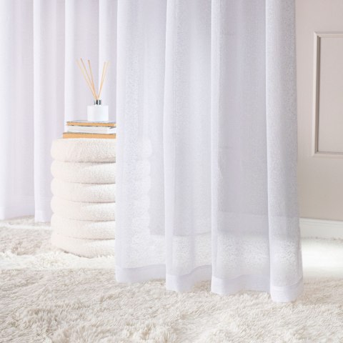 Firana gotowa na taśmie, 250x140cm, kolor biały 424121/FGT/001/140250/1 Firana gotowa na taśmie, 250x140cm, kolor biały 424121/FGT/001/140250/1