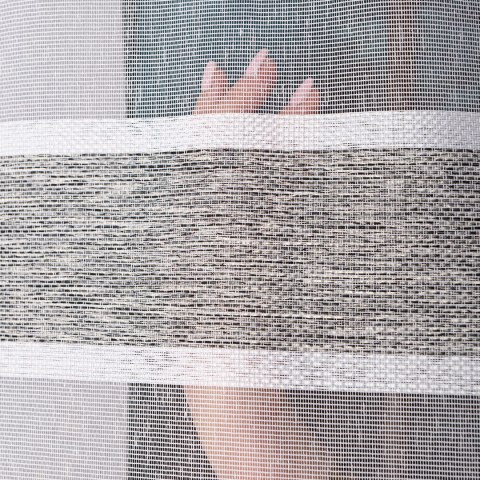 Firanka fantazyjna z ołowianką, wys. 300cm, kolor 003 biały z beżowo-szarymi pasami 001827/OLO/003/000300/1