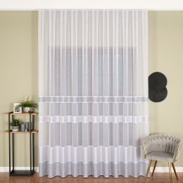 Firanka fantazyjna z ołowianką, wys. 300cm, kolor 007 biały z jasnoszarymi pasami 001827/OLO/007/000300/1
