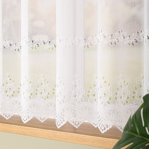 Firanka żakardowa ze wzorem pasowym, wys. 160cm, kolor biały 018534/000/001/000160/1