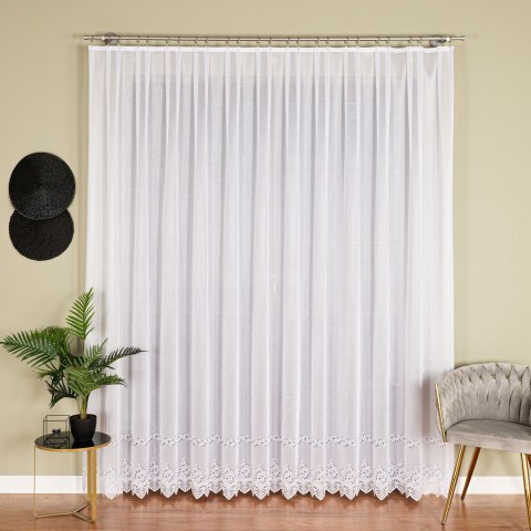 Firanka żakardowa ze wzorem pasowym, wys. 250cm, kolor biały 018534/000/001/000250/1