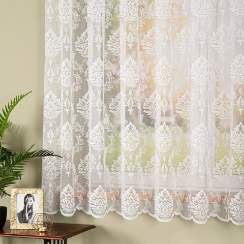Firanka żakardowa ze wzorem po całości, wys. 175cm, kolor biały 022130/000/001/000175/1