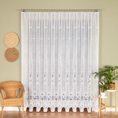 Firanka żakardowa ze wzorem po całości, wys. 220cm, kolor biały 361090/000/001/000220/1