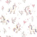 SŁODKIE JEDNOROŻCE Tkanina dekoracyjna typu MILAS SOFT ze wzorem po całości, wys.300cm, kolor biały D00236/MIL/001/0003