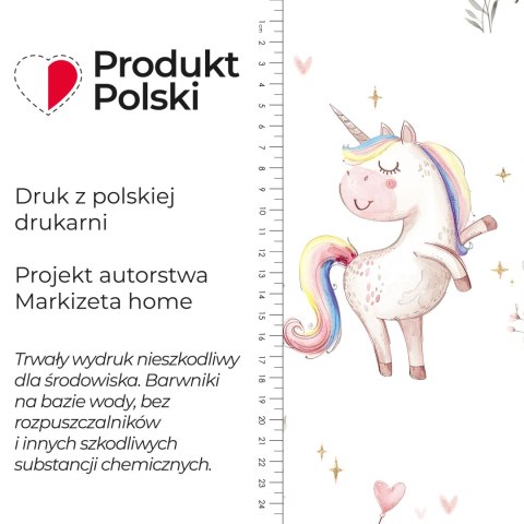 SŁODKIE JEDNOROŻCE Tkanina dekoracyjna typu MILAS SOFT ze wzorem po całości, wys.300cm, kolor biały D00236/MIL/001/0003