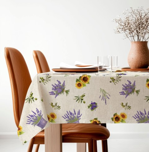 SŁONECZNIKI Z LAWENDĄ Tkanina dekoracyjna OXFORD WODOODPORNY, szer. 135cm, kolor 009 D00329/OXW/009/135000/1